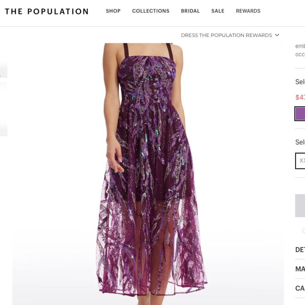 Dress the Population Black Label Cassandra Violet Sequin Dress